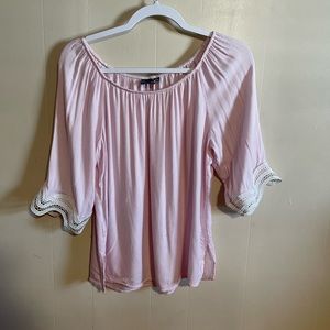 Soho New York & company blouse, Women’s size S, 3/4” sleeves, pink/white stripe